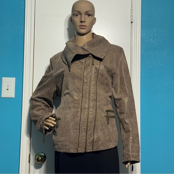 BRADLEY BAYOU women’s distressed crackle brown leather jacket Western Boho Large - Picture 4 of 17